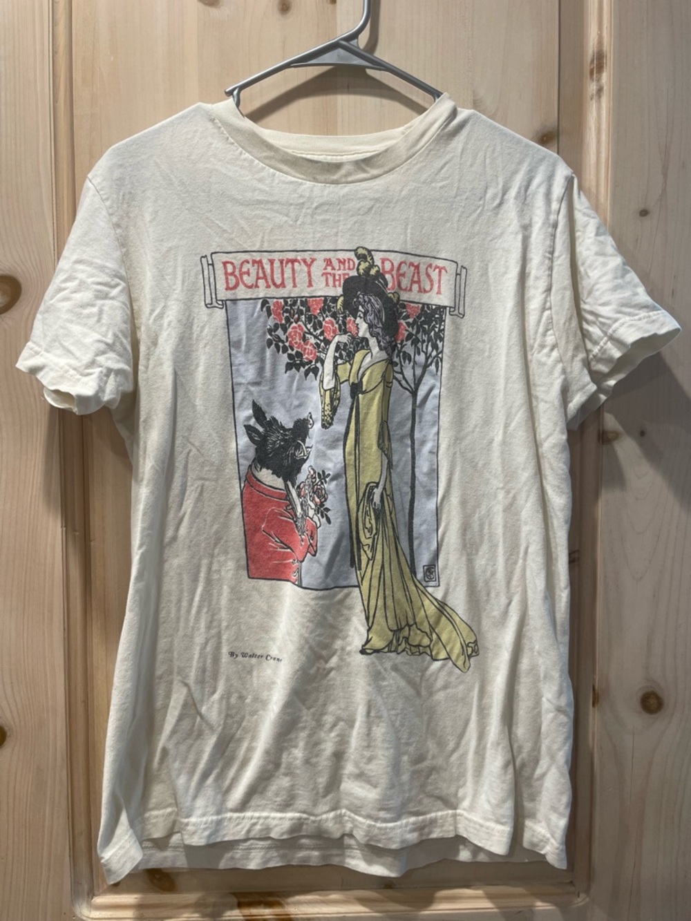 Beauty and the Beast Graphic Tee - Cream with Yellow & Red Print